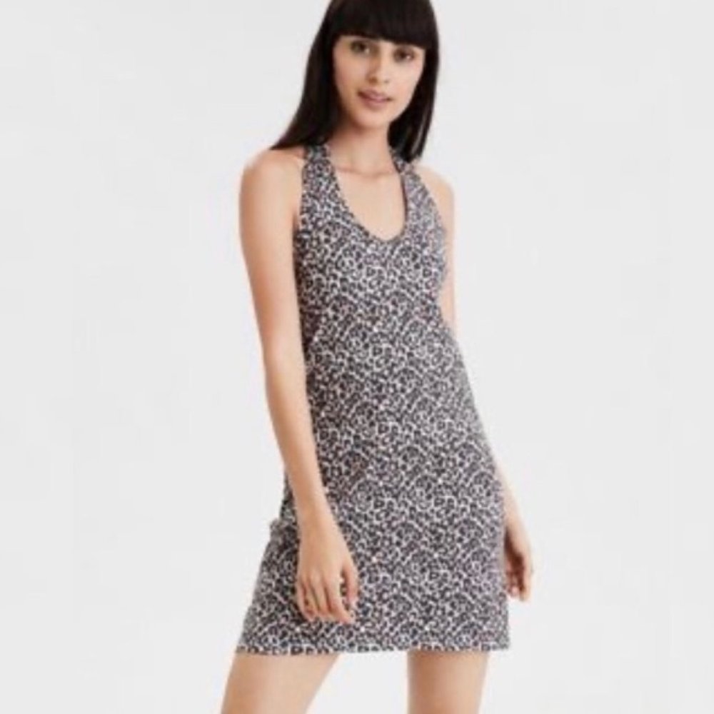 American Eagle Leopard Print Halter Mini Dress - image 1